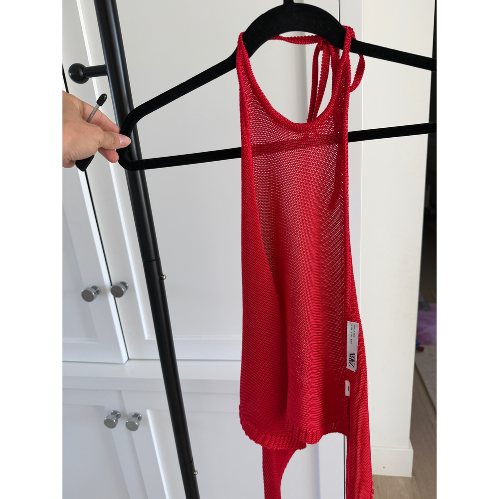 Zara Red Knit Halter Tank Top - Picture 2 of 4